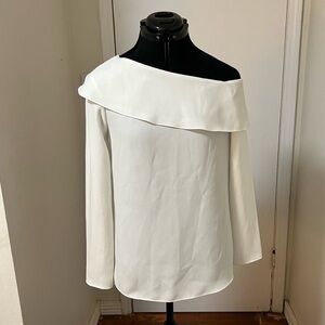 Club Monaco Kerni Off Shoulder Long Sleeve Crepe Blouse White Size Extra Small/0
